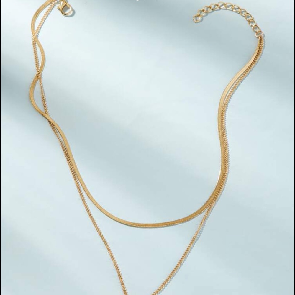 Necklace Rhinestone Layered Gold Chain 1pc - Picture 3 of 4
